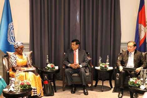 A Meeting between Senior Minister Ieng Mouly, Minister Chheang Ra and Ms. Winnie Byanyima, Executive Director of UNAIDS